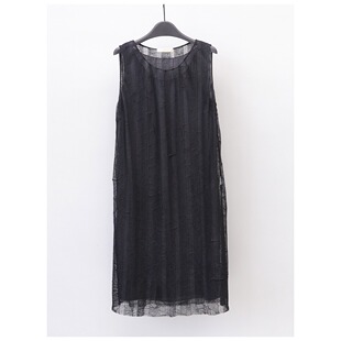 N怡X奢侈折扣专柜正品4380棉+桑蚕丝里裙两件套提花无袖连衣裙夏