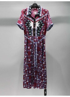 云山GS高端品牌专柜3298正品 连衣裙夏 女装 下架折扣桑蚕丝印花修身