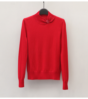 浅Q高端品牌专柜正品女装秋冬时尚贴钻修身上衣羊毛衫针织打底衫