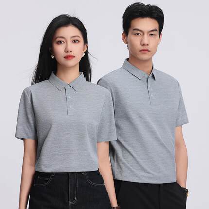 彩棉华夫格polo衫定制印logo时尚新款工作服印字翻领体恤短袖工衣