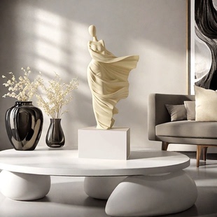 奶油风春风魅影抽象人物艺术摆件高级感雕塑客厅书房玄关家居饰品