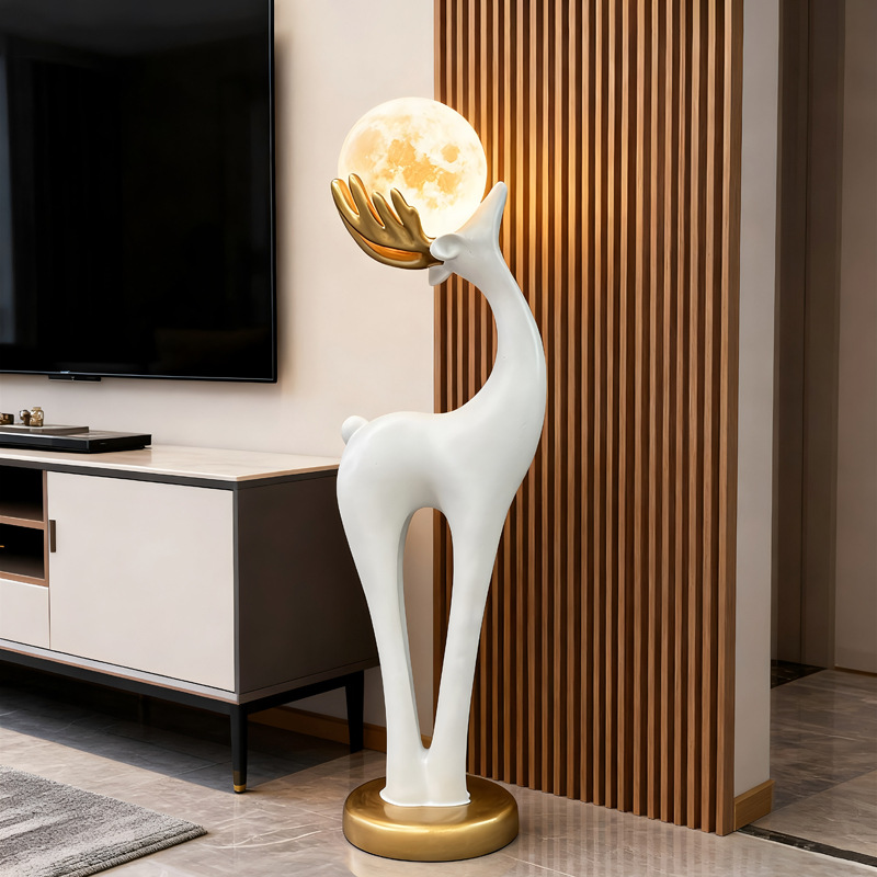 艺术鹿落地摆件客厅沙发旁电视柜装饰轻奢氛围灯乔迁新居礼物旺宅