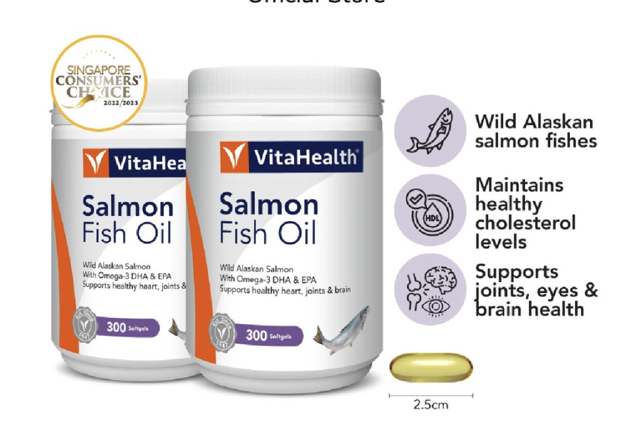 两瓶促销装vitahealth 澳洲蔚达鱼油/三文鱼油新加坡代购