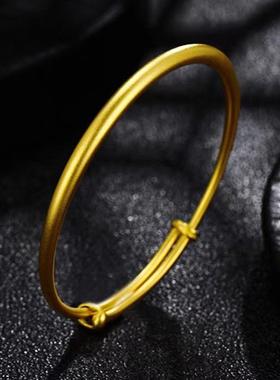 古法沙金素圈推拉镯5mm肚传承手镯22.07.21国潮女环款手七夕首饰