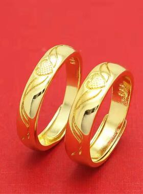 越南沙金心相戒印侣指心黄铜GJ-238镀金心相依情款对戒时尚戒指活
