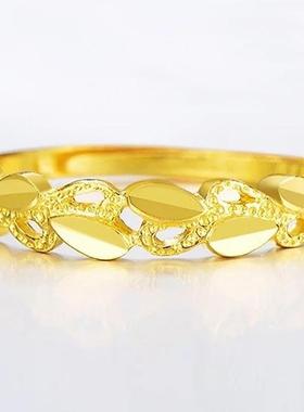 跨境新金枝越叶戒指 南沙金铜镀品金镂空爱心指环配403件玉首饰品