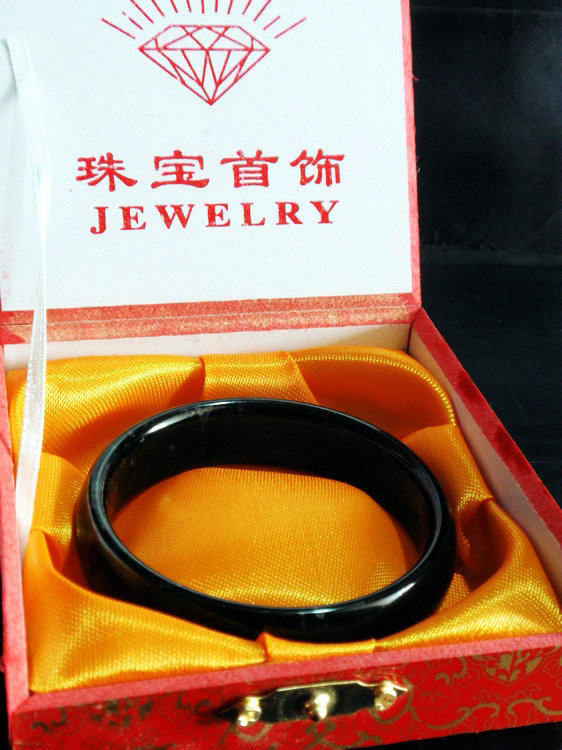 新疆和田玉纯天然黑碧玉手镯墨碧玉正品精选直径58mm条宽15mm