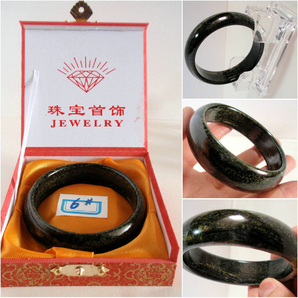 新疆和田玉纯天然黑青玉手镯青玉籽料制作正品精选内径60毫米-6#