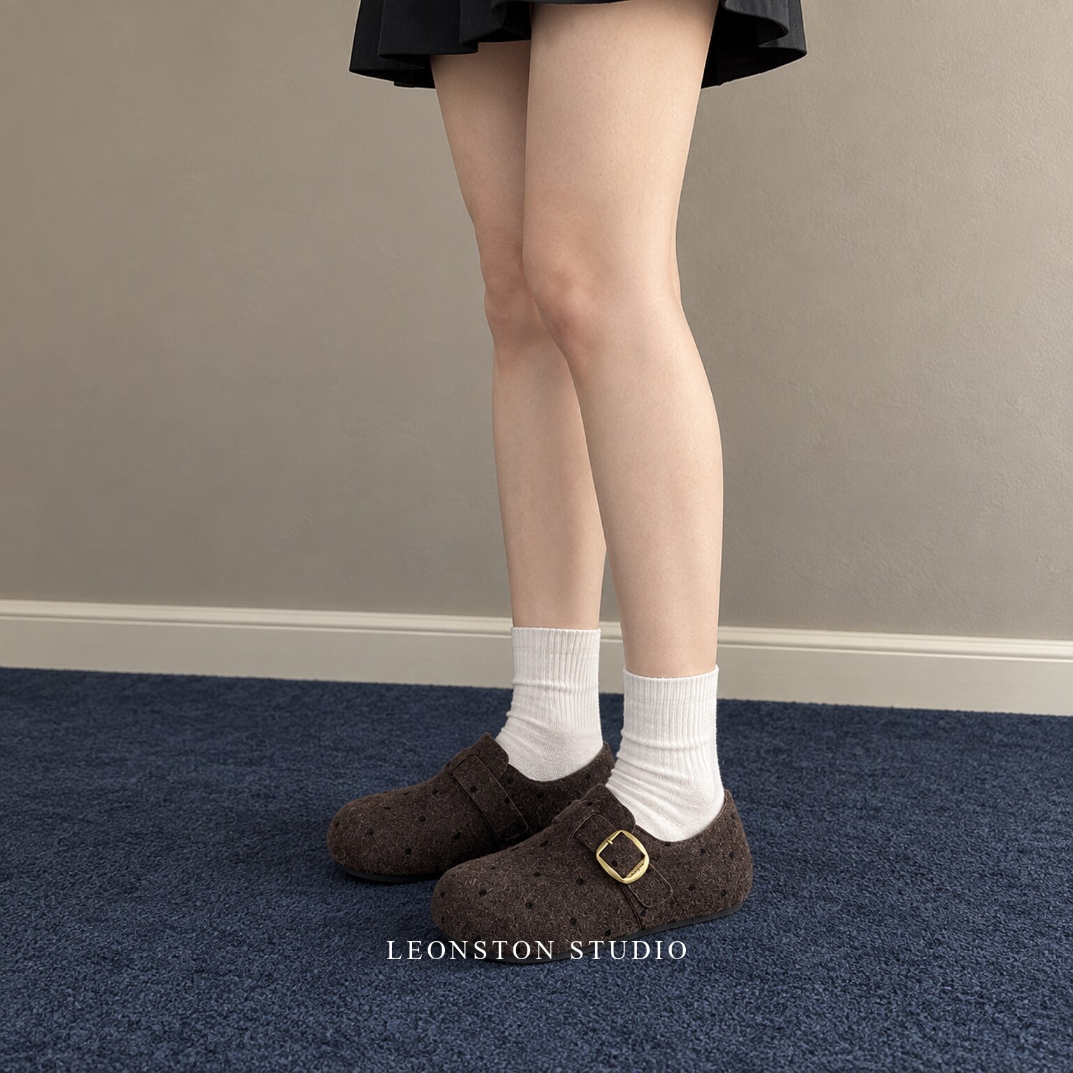 2026新款厚底毛呢勃肯休闲鞋女