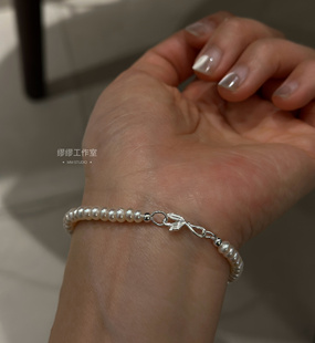 极光小算盘～新中式内敛天然淡水珍珠925纯银手链秀气小珠子百搭