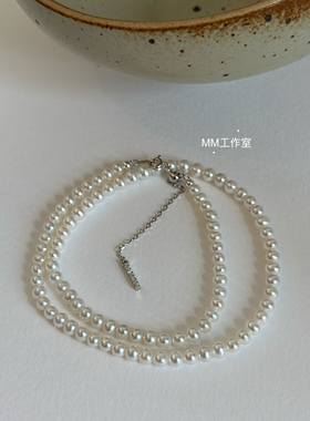 近极光4.5mm左右近圆天然淡水珍珠锁骨链项链轻奢送女友礼物925