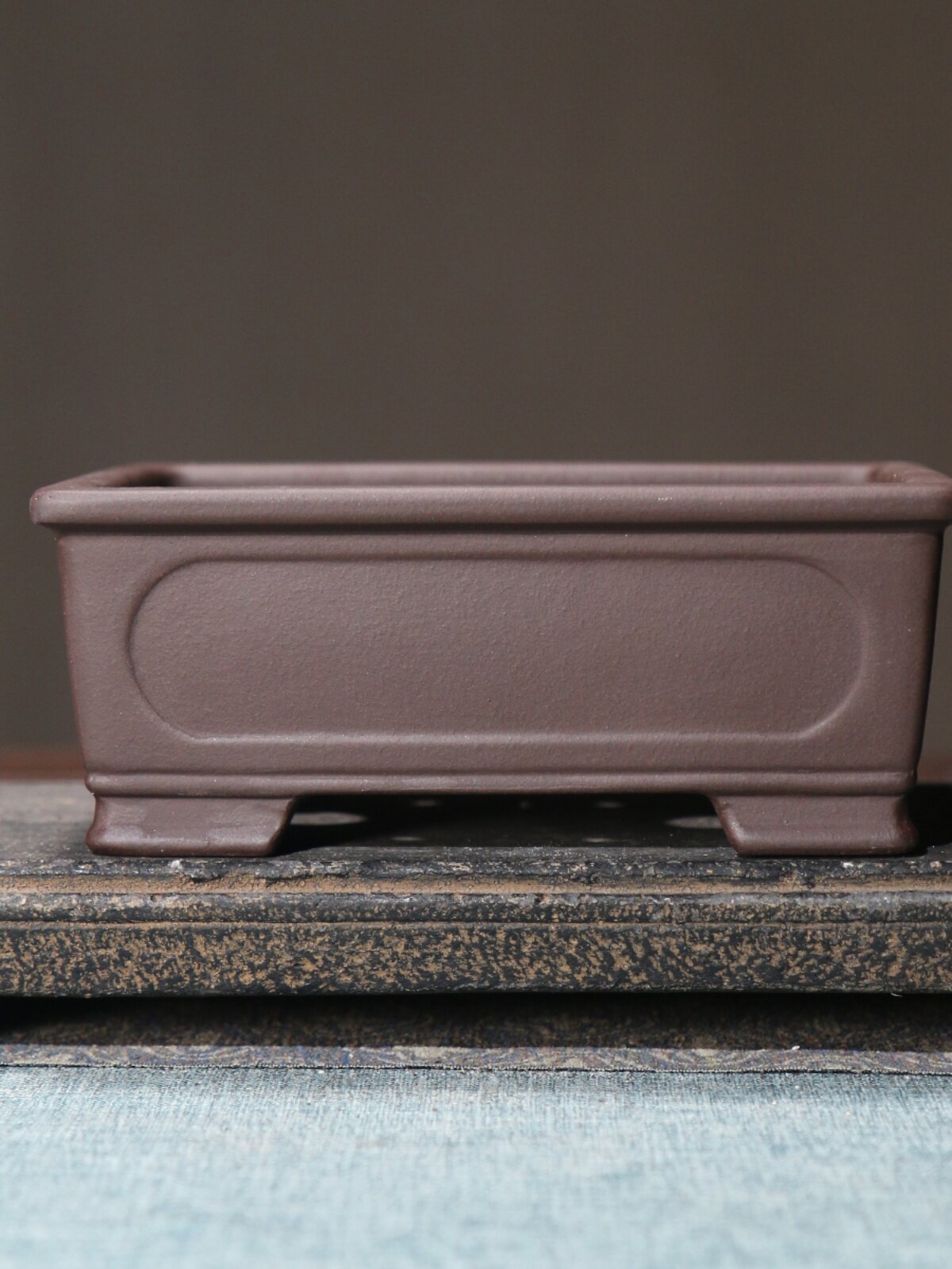 紫砂花盆长方形凹奎面四方盆景盆马槽盆王飞制陶觅陶乡桌面盆栽