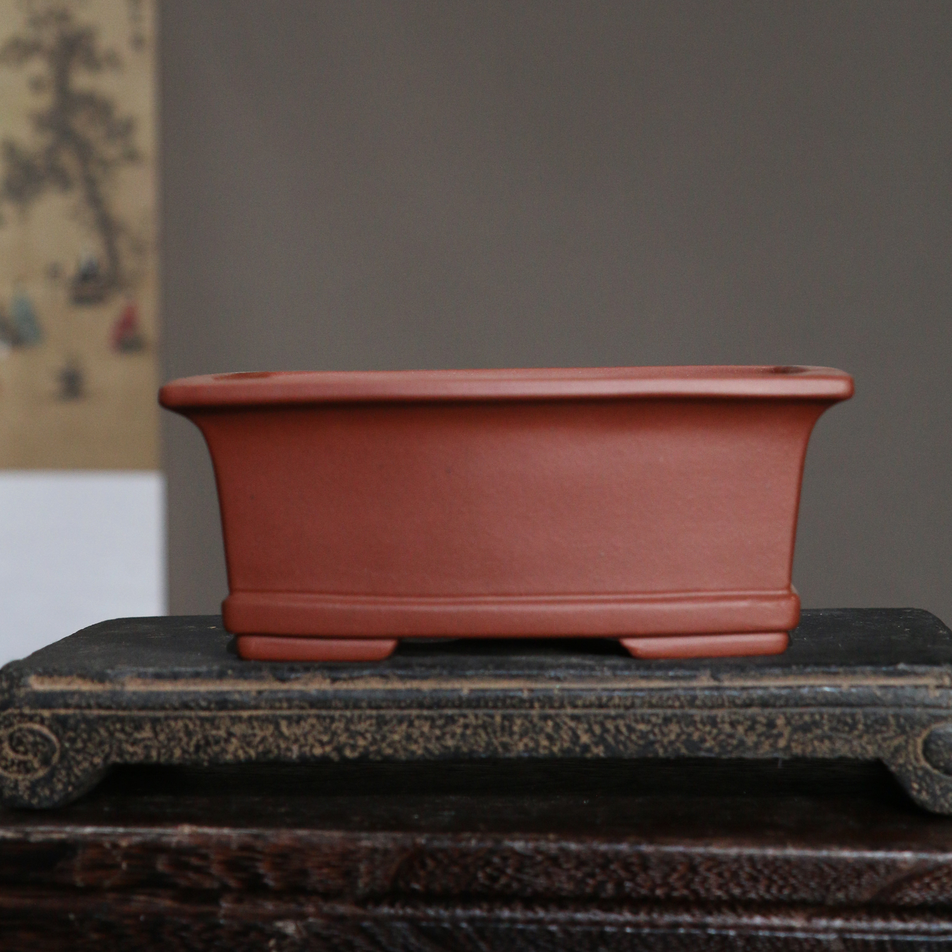 紫砂花盆长方形盆景盆菖蒲桌面微盆古典中国风中式盆栽盆手工盆