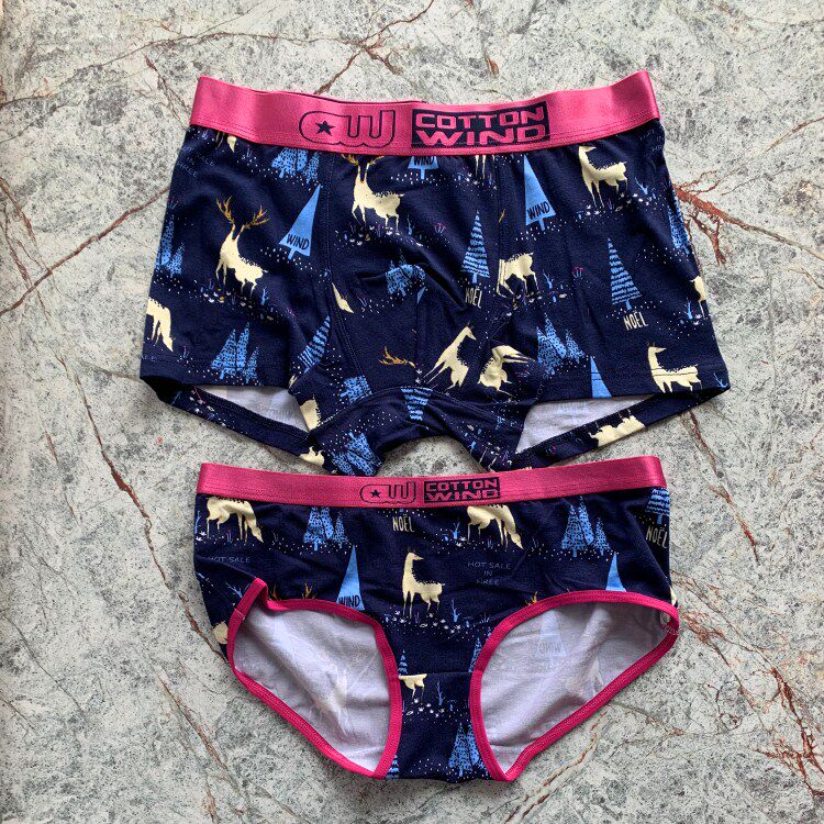 情侣内裤纯棉卡通创意个性套装可爱男平角女士三角礼盒小鹿内裤