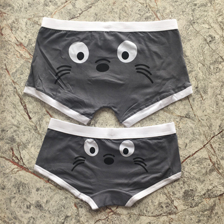 卡通情侣内裤龙猫 纯棉男士女士可爱平角个性内衣礼盒装