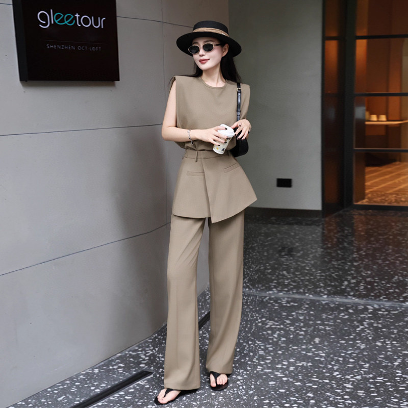 2026年春夏新款时尚个性套装女收腰无袖马甲西装裤轻奢两件套促销