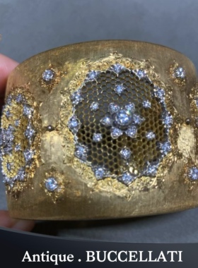 马里奥布契拉提BUCCELLATI黄金钻石开口手镯日内瓦高级珠宝展带回