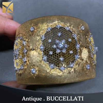 马里奥布契拉提BUCCELLATI黄金钻石开口手镯日内瓦高级珠宝展带回