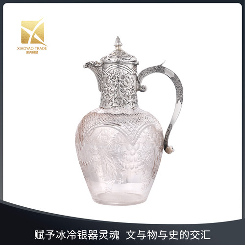 【唐顿庄园】维多利亚时代1899年纯银水晶玻璃醒酒瓶宴会高端酒具