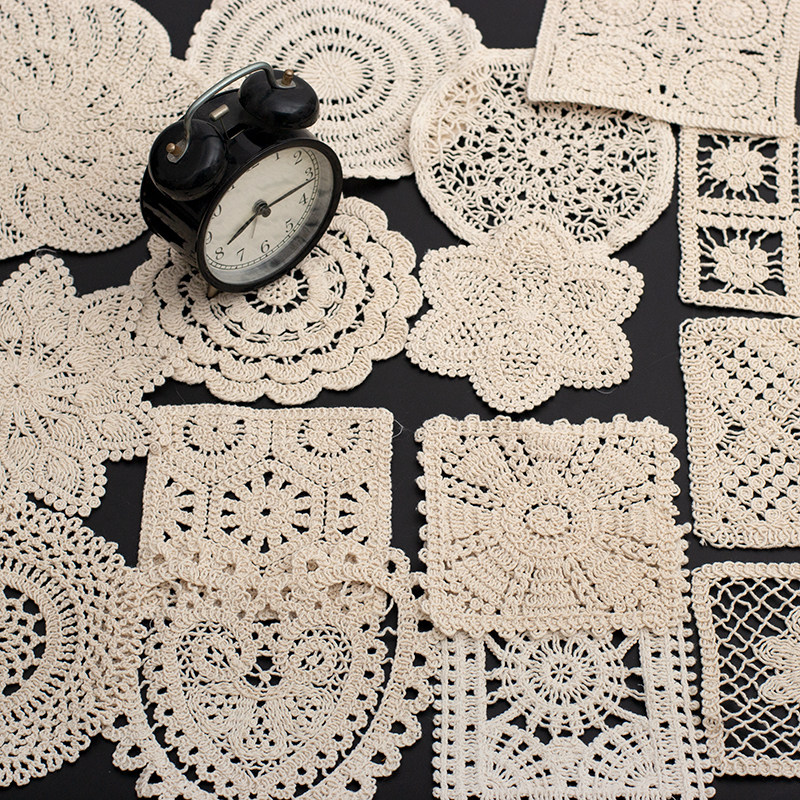 棉线编制复古加厚镂空蕾丝茶几垫布贴 DIY手工服装假口袋欧式杯垫