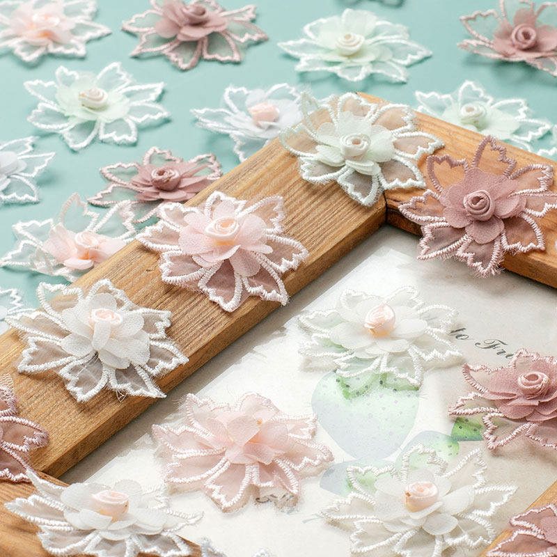 宽5.5cm立体双层小玫瑰花朵 DIY手工服装网纱布贴,居家布艺,珠子/钻饰/花朵等配饰,淘宝优惠券,粉丝福利购,淘宝优惠卷