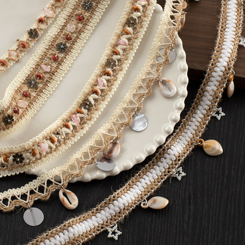 复古波西米亚风手工贝壳花边 曜石民族织带服装窗帘布艺装饰辅料,居家布艺,花边,淘宝优惠券,粉丝福利购,淘宝优惠卷