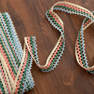 无弹线边服装 彩色蕾丝 辅料 DIY手工服装 宽2.5cm四色棉线花边