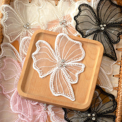 MAMASA立体闪钻网纱布贴花朵