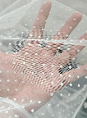 优质 宽1.5米植绒小波点面料匹装 满幅辅料 服装材料 网纱