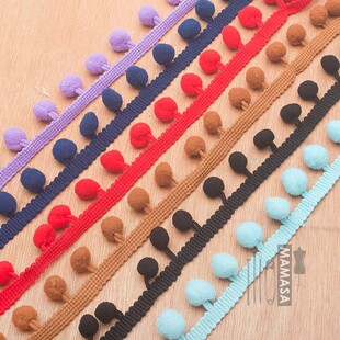 新款 球径12mm 彩色毛球花边蓬蓬球 小牙毛球花边 白色绒毛球花边