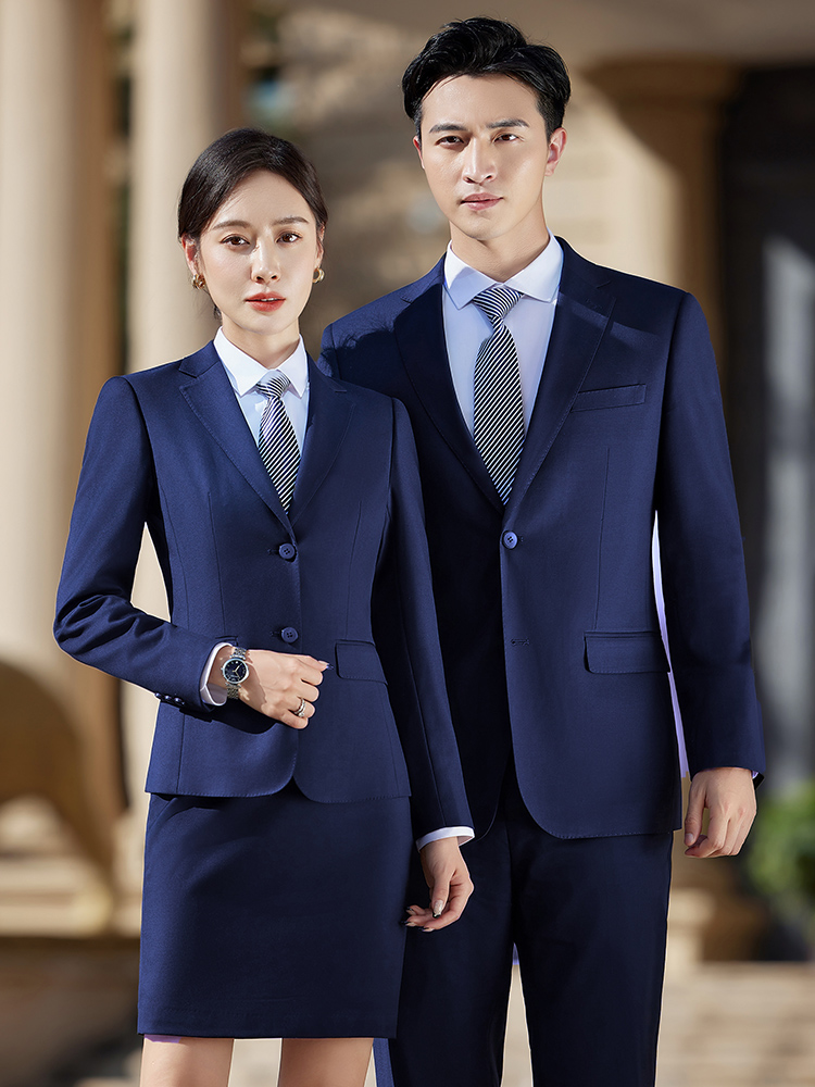 宝蓝职业西装男女4S店售楼部工作服教师公务员面试正装西服外套