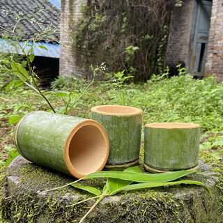 现做新鲜竹筒杯竹筒奶茶笔筒插花水杯花盆商用竹筒饭冰淇淋蒸饭筒