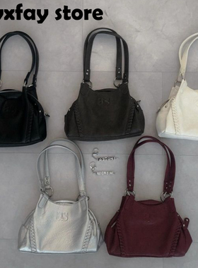 韩国小众ason流浪包李茶仁同款皮面机车包单肩腋下包大容量手提包