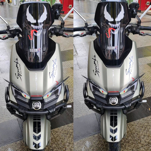 适用台铃机甲3封神车头Sport拉花定风翼眉毛毒液改装配件风挡贴纸