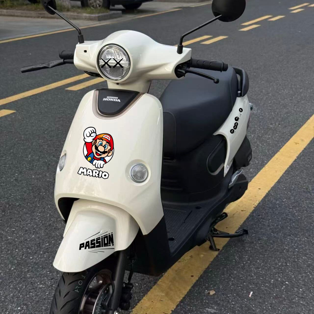 适用新大洲本田NS125A摩托车马里奥反光贴纸装饰字母PASSION车贴