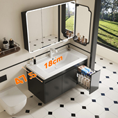 帝王洁具全铝黑色浴室柜新款 拉篮收纳洗脸盆柜组合陶瓷盆宽47台盆