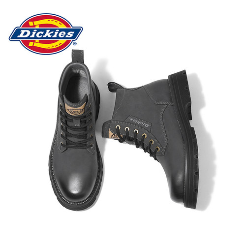 Dickies马丁靴男2026新款男鞋秋季黑色工装皮靴男士英伦高帮靴子