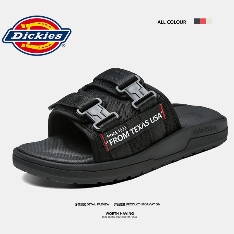 Dickies男士外穿拖鞋2025新款冬季防滑潮牌沙滩凉拖厚底一字拖男