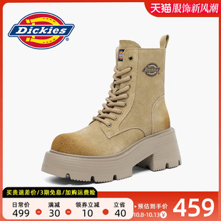 Dickies马丁靴女2026冬季新款厚底女鞋英伦风高帮鞋子秋冬休闲靴