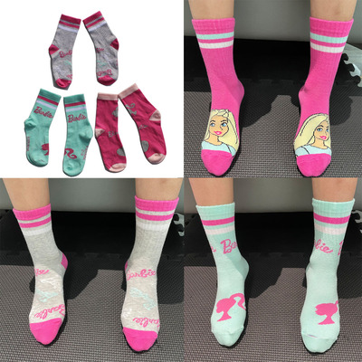 女童袜子秋冬中筒全棉袜子