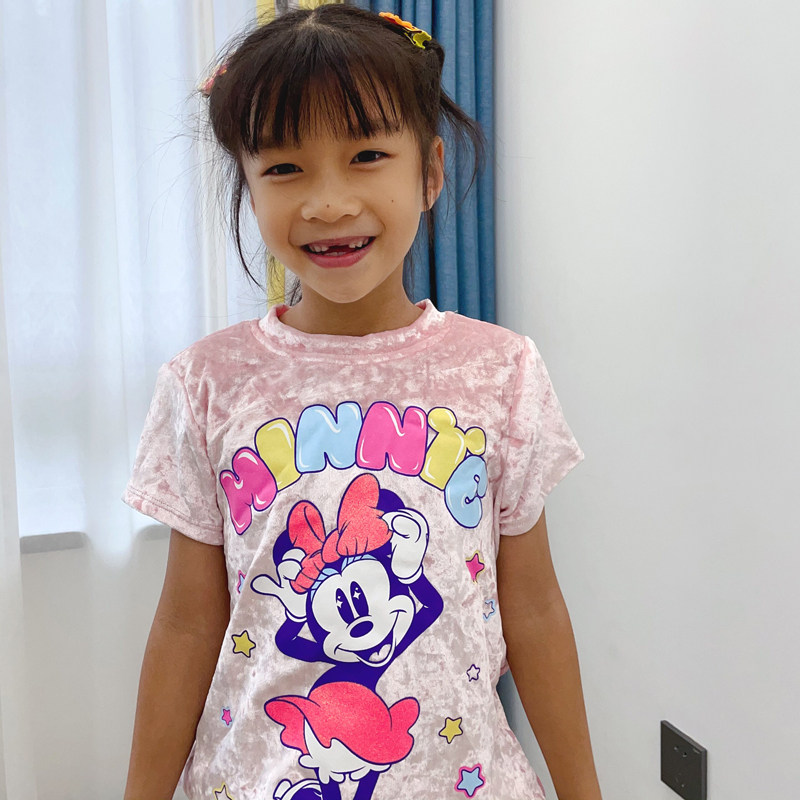 瑕疵90-104高stroe半袖女童短袖丝绒t恤女米妮衣服女童体桖短袖