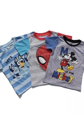 702瑕疵90-105出口外贸原单尾货男孩宝宝短袖t恤半袖男童米奇短袖