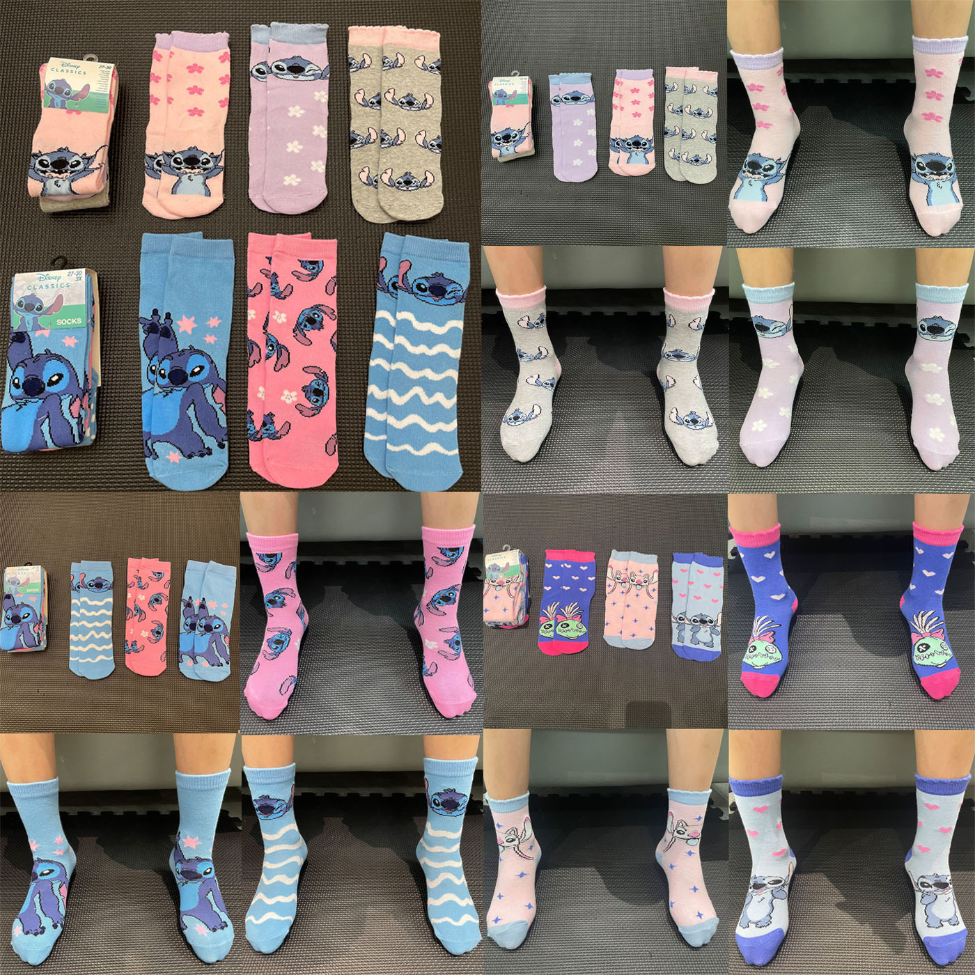 外贸原单尾货连卡宝宝袜子秋中筒Stitch史迪仔袜子花边袜子女童