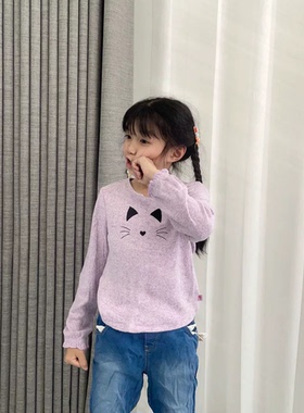 804瑕疵110高外贸原单女童线衫紫色宝宝针织衫上衣女童儿童t恤女