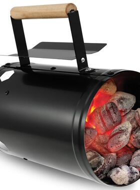 Charcoal Chimney Starter with Wood Handle Rapid BBQ Chimney