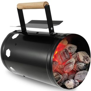 Charcoal Chimney Starter with Wood Handle Rapid BBQ Chimney