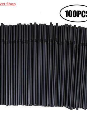 100pcs/Set Black Cocktail Straws Black Plastic Straw For Bir