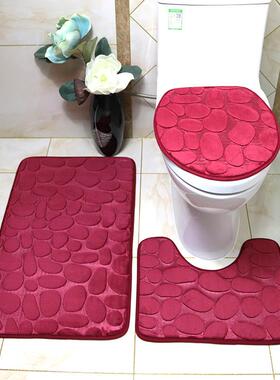 Goose stone toilet bathroom non-slip carpet floor mat set