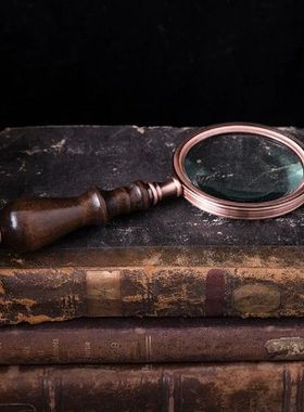 Retro 10X Magnifying Glass Wooden Handheld Magnifier