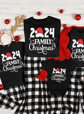 2024 Family Christmas Shirts Cotton Family Matching Outfits